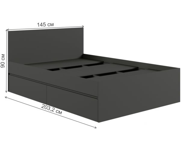 Кровать с ящиками К1.4М Мадера Графит