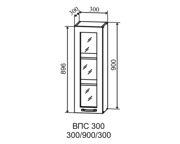 Гарда ВПС 300 шкаф верхний со стеклом высокий (Серый Эмалит/корпус Серый)