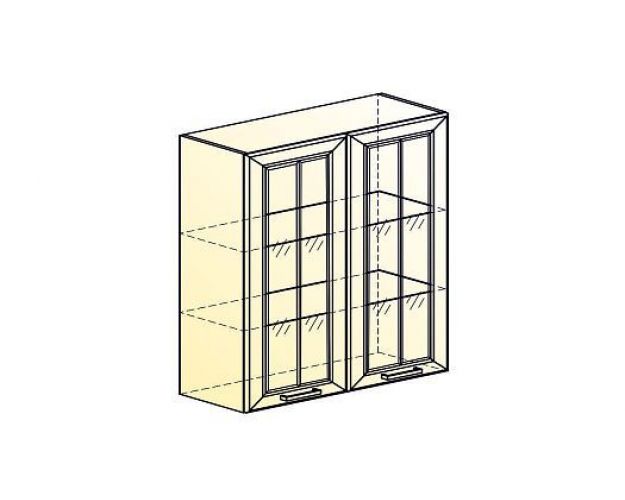 Атланта Шкаф навесной L800 Н900 (2 дв. гл.) (эмаль) (Белый/Белый глянец патина золото)