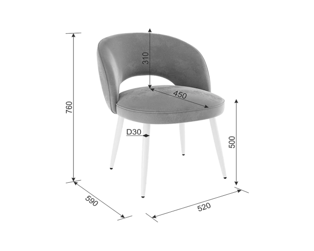 Стул Моли 2 пломбир (велюр) / черный