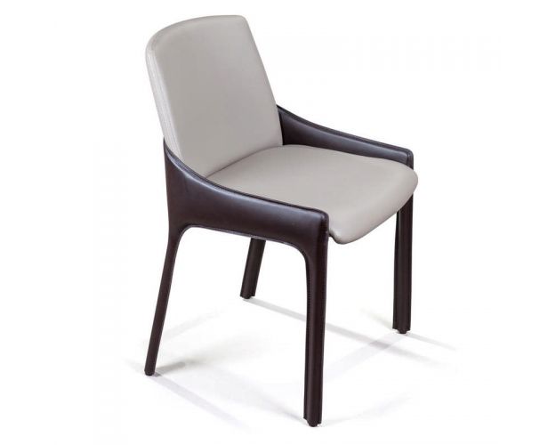 Стул Cosmo, Кожа коричневый + экокожа серый