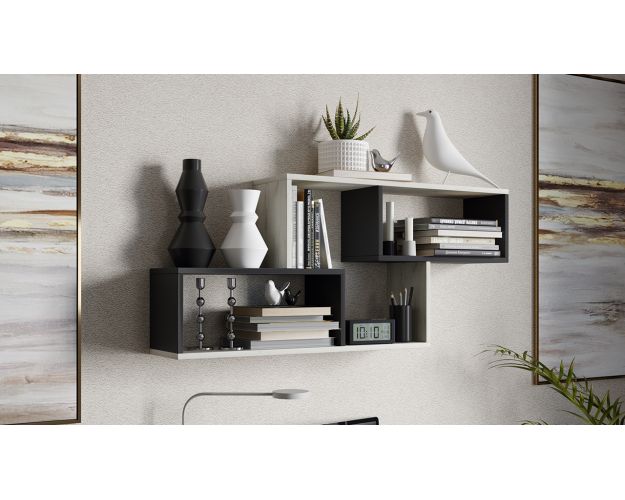 Полка настенная тип 4 (Антрацит/Дуб крафт белый)