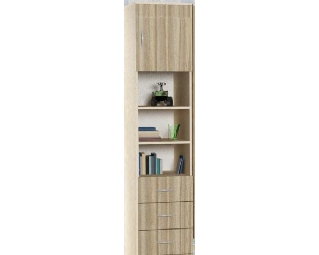 Шкаф-пенал №1 (полуоткрытый) Молочный дуб/Ясень